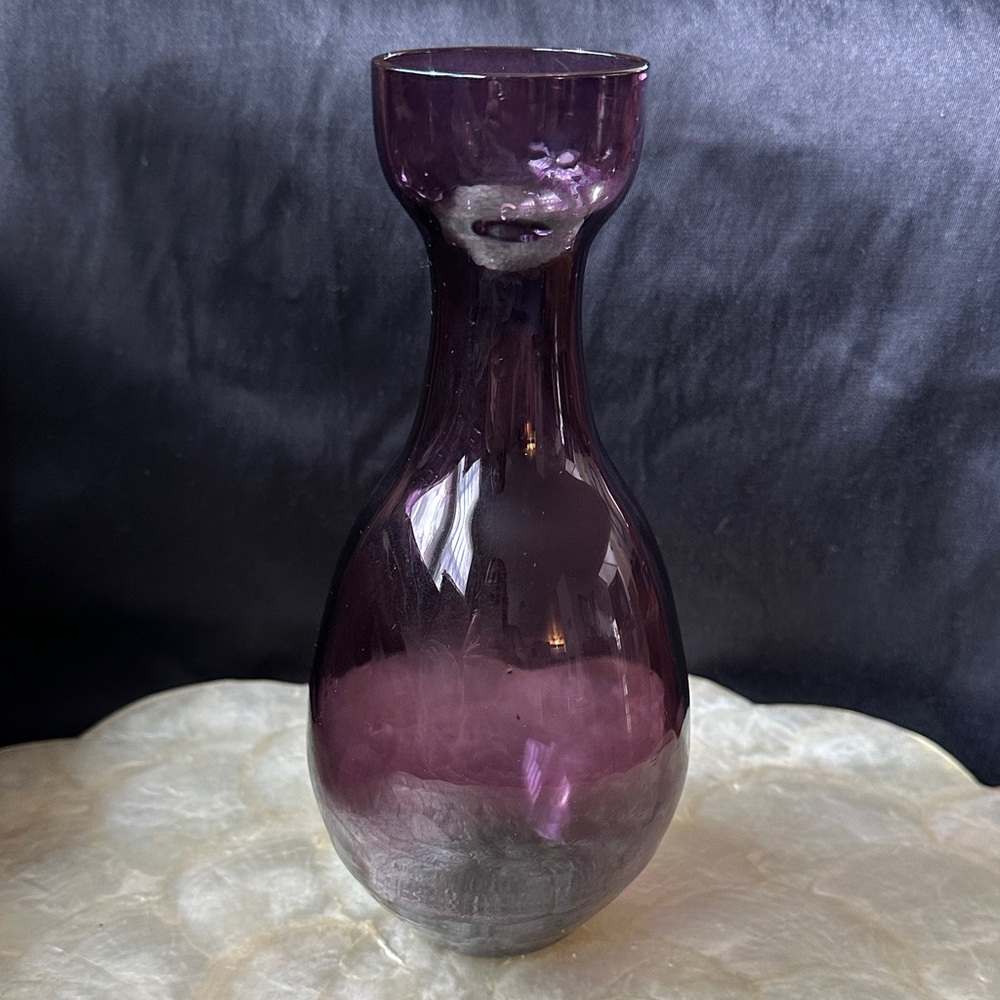 Vintage Hand Blown Purple Glass Vase